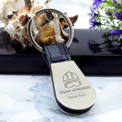  - İnşaat Mühendisine Hediye Oval Metal Anahtarlık