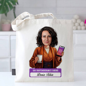  - Instagramcı Anne Karikatürlü Bez Çanta