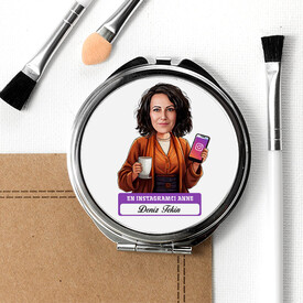 Instagramcı Anne Karikatürlü Makyaj Aynası - Thumbnail