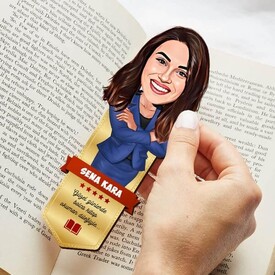 İş Kadını Karikatürlü Kitap Okuma Ayracı - Thumbnail