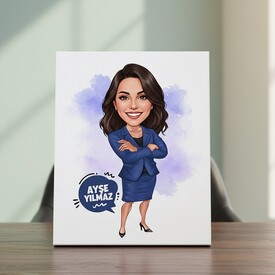  - İş Kadını Kişiye Özel Karikatürlü Kanvas