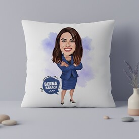  - İş Kadını Kişiye Özel Karikatürlü Yastık