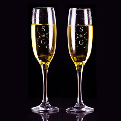 İsim Baş Harfli Hediyelik 2'li Şampanya Kadehleri - Thumbnail