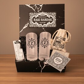  - İsim Baş Harfli Rakı Kadehi Seti Hediye Kutusu