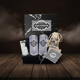  - İsim Baş Harfli Zarif Rakı Kadehi Seti Hediye Kutusu