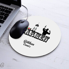 İsimli Barmen Temalı Yuvarlak Mousepad - Thumbnail