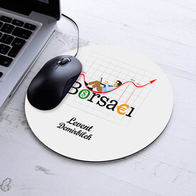 İsimli Borsacı Temalı Yuvarlak Mousepad - Thumbnail