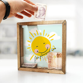 İsimli Güne Gülümseyerek Başla Çerçeveli Kumbara - Thumbnail