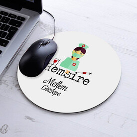 İsimli Hemşirelere Hediyelik Yuvarlak Mousepad - Thumbnail