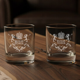  - İsimli İkili Prestige Glass Viski Bardağı