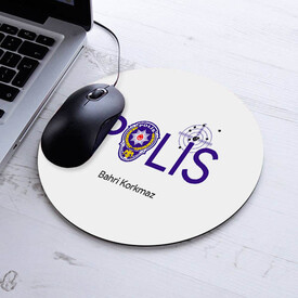 İsimli Polis Temalı Yuvarlak Mousepad - Thumbnail