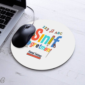  - İsimli Sınıf Öğretmeni Temalı Yuvarlak Mousepad