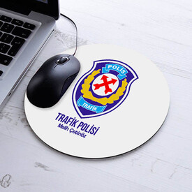 İsimli Trafik Polisi Temalı Yuvarlak Mousepad - Thumbnail