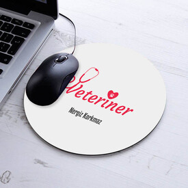  - İsimli Veteriner Temalı Yuvarlak Mousepad