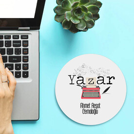 İsimli Yazar Temalı Yuvarlak Mousepad - Thumbnail