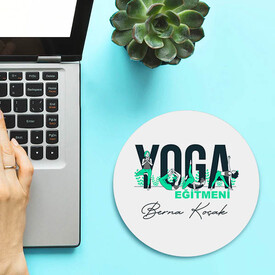 İsimli Yoga Eğitmenlerine Özel Yuvarlak Mousepad - Thumbnail