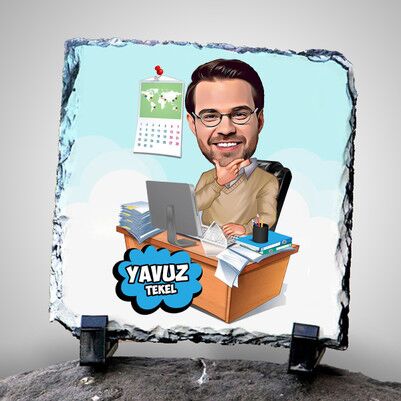  - İşkolik Karikatürlü Taş Baskı