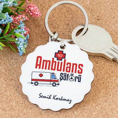  - İsme Özel Ambulans Şoförü Papatya Anahtarlık