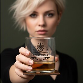  - İsme Özel Asil Desen İşlemeli Viski Bardağı