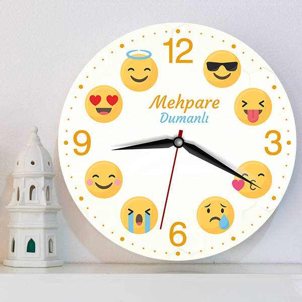 İsme Özel Emoji Duvar Saati