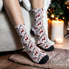 İsme Özel Geyik Tasarımlı Yılbaşı Çorabı - Thumbnail