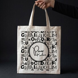  - İsme Özel Harf Desenli Bez Çanta