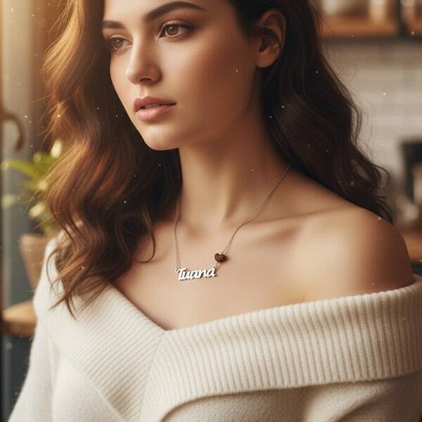 İsme Özel Kalpli Gümüş Bayan Kolyesi