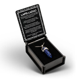 İsme Özel Kutulu Lapis Lazuli Taşı Çubuk Kolye - Thumbnail