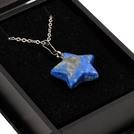 İsme Özel Kutulu Lapis Lazuli Taşı Yıldız Kolye - Thumbnail
