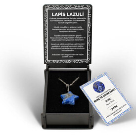 İsme Özel Kutulu Lapis Lazuli Taşı Yıldız Kolye - Thumbnail