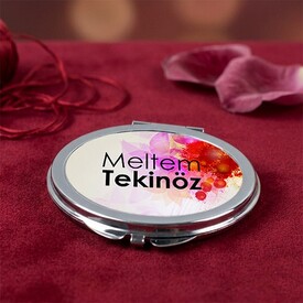  - İsme Özel Metal Yuvarlak Makyaj Aynası