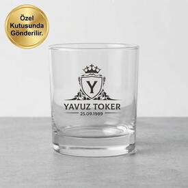  - İsme Özel Minimalist Desen İşlemeli Viski Bardağı