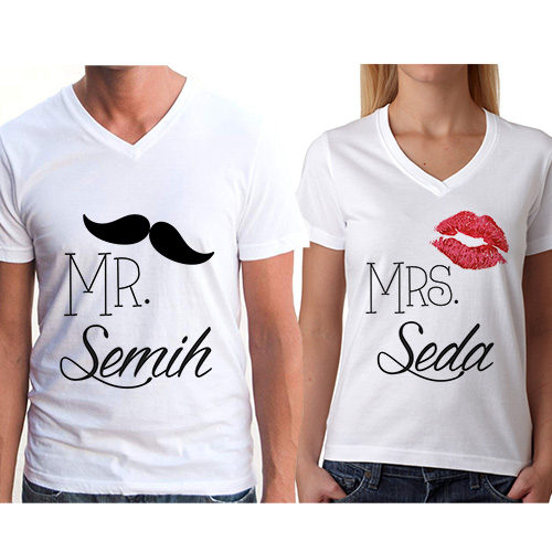 İsme Özel Mr & Mrs. Sevgili Tişörtleri