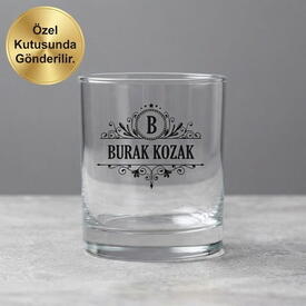 İsme Özel Premium Desen İşlemeli Kristal Viski Bardağı