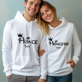 İsme Özel Prince And Princess Sevgili Sweatshirt - Thumbnail