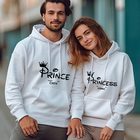 İsme Özel Prince And Princess Sevgili Sweatshirt - Thumbnail