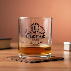  - İsme Özel Sanatsal Desen İşlemeli Viski Bardağı
