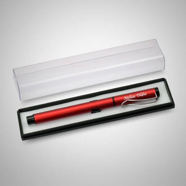 İsme Özel Şeffaf Kutuda Kırmızı Kalem