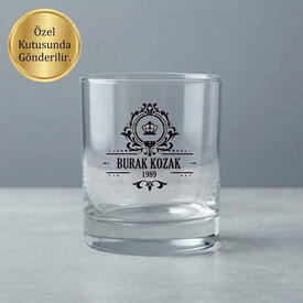  - İsme Özel Şık Desen İşlemeli Kristal Viski Bardağı