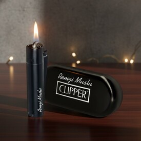  - İsme Özel Siyah Clipper Çakmak