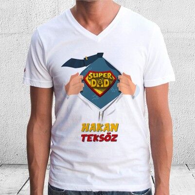  - İsme Özel Super Dad Baba T-Shirt