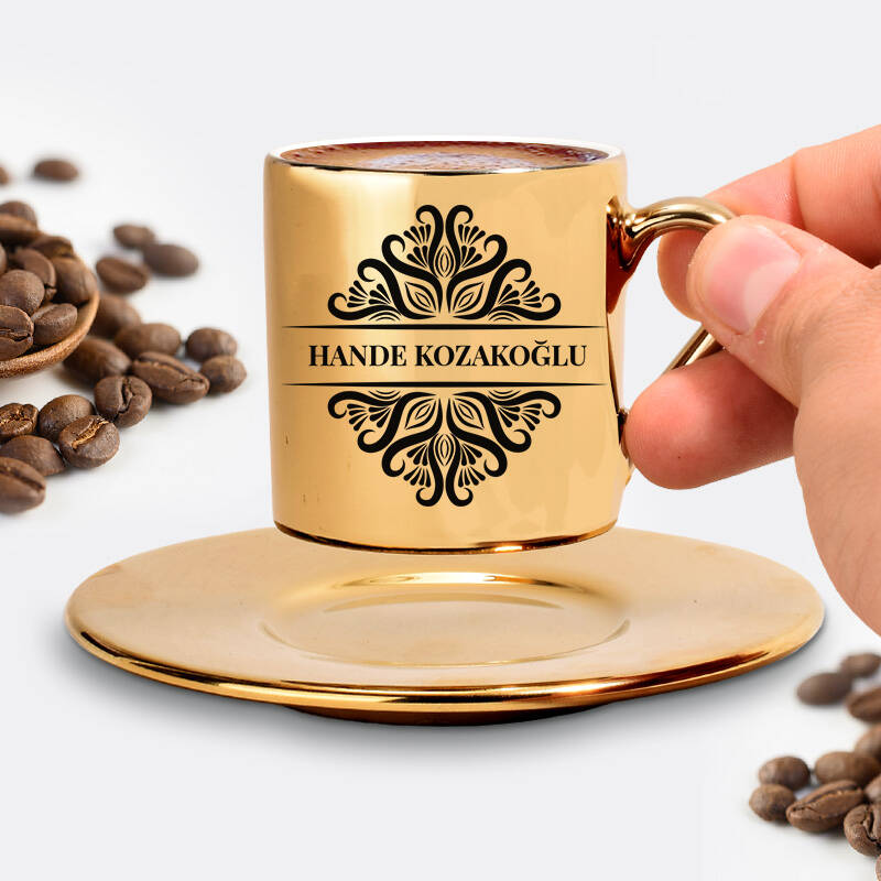 İsme Özel Tasarım Gold Kahve Fincanı