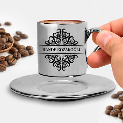 İsme Özel Tasarım Silver Kahve Fincanı - Thumbnail