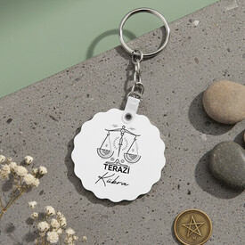  - İsme Özel Terazi Burcu Papatya Anahtarlık