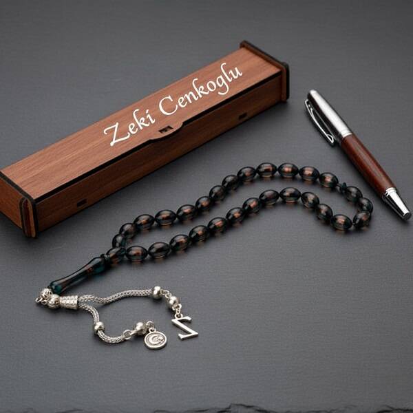 İsme Özel Tespih Siyah - Turuncu T071