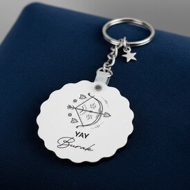  - İsme Özel Yay Burcu Papatya Anahtarlık