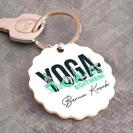 İsme Özel Yoga Eğitmeni Papatya Anahtarlık - Thumbnail