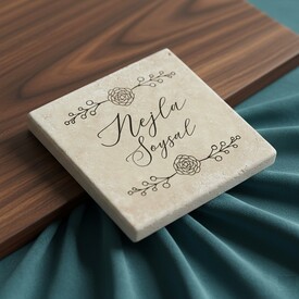  - İsme Özel Zarif Tasarımlı Bardak Altlığı