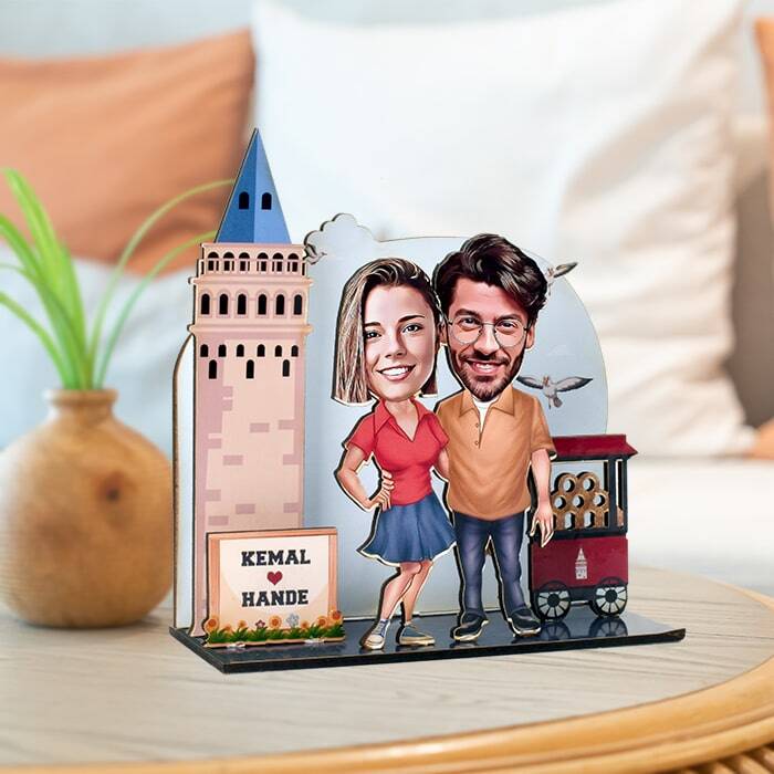 İstanbul Aşıkları Karikatürlü 3D Biblo