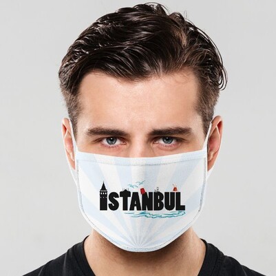İstanbul Tasarımlı Yıkanabilir Maske - Thumbnail